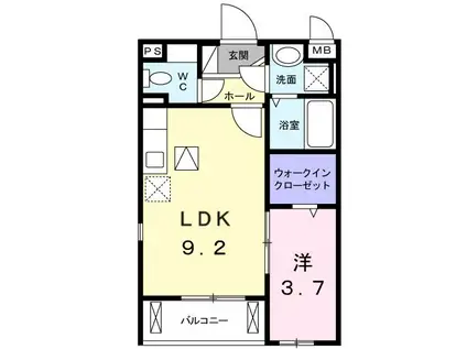 エクレール古結VII(1LDK/1階)の間取り写真
