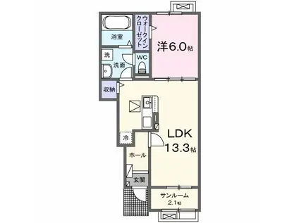 グランノ1(1LDK/1階)の間取り写真