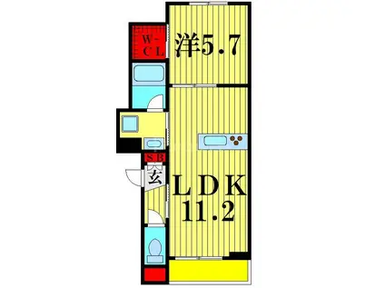 シャーメゾン柏の葉(1LDK/2階)の間取り写真