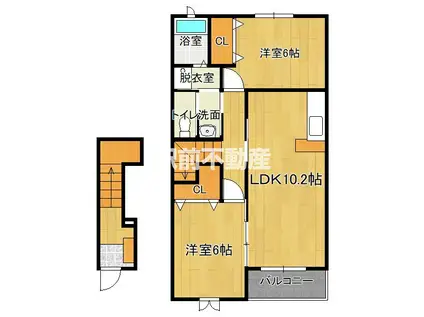 ネオウイング B(2LDK/2階)の間取り写真