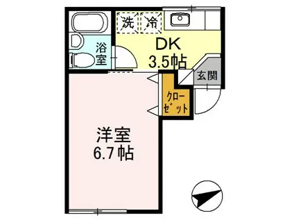 青杜ハイツ(1DK/1階)の間取り写真