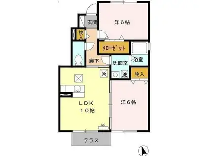 レディエンス陵東A(2LDK/1階)の間取り写真