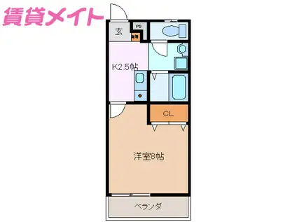 ラックス富田(1K/1階)の間取り写真