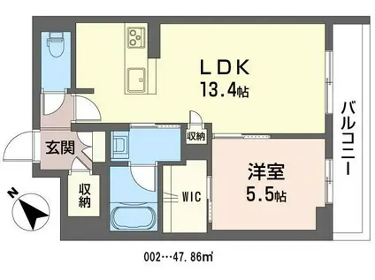 バンホフ川口元郷(1LDK/3階)の間取り写真