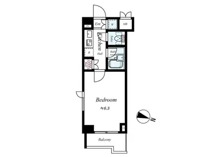 ルーブル中落合(1K/8階)の間取り写真