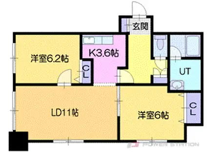 ゆとり新札幌(2LDK/4階)の間取り写真