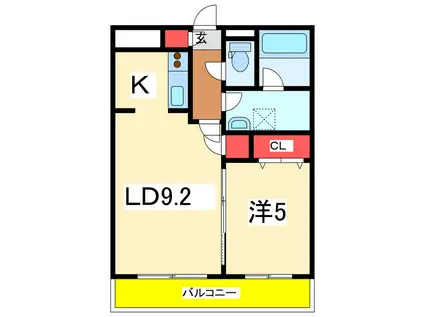 レガーロ旭町(1LDK/2階)の間取り写真