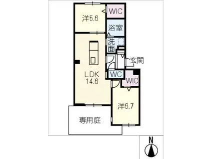 アンベリール(2LDK/1階)の間取り写真