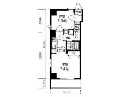 モダンパラッツォ東公園(2K/10階)の間取り写真