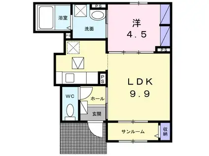 ブリーゼ(1LDK/1階)の間取り写真