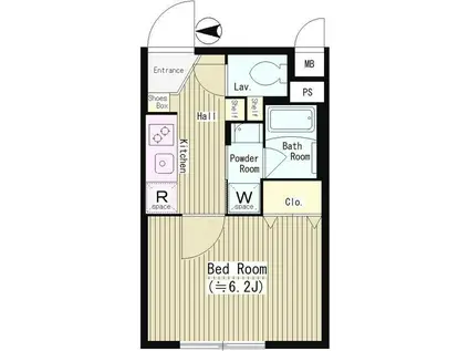 パークヒルズ経堂(1K/1階)の間取り写真