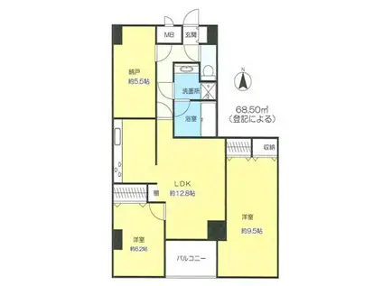 マートルコート調布(2SLDK/5階)の間取り写真