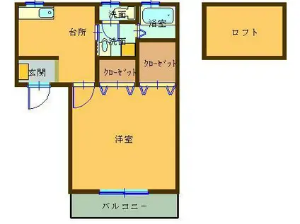 サンライフMENUMA(1K/2階)の間取り写真