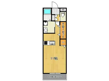 カンフォーラ女池(ワンルーム/1階)の間取り写真