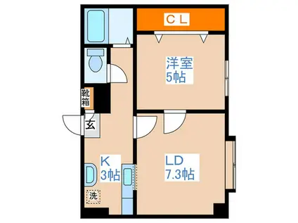 澄川第3銀座パレス(1LDK/4階)の間取り写真