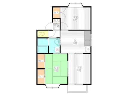 シュアヒルズC棟(3DK/2階)の間取り写真