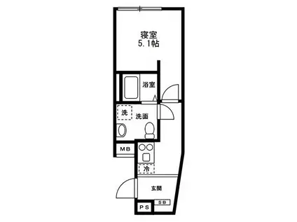 SOLASIA RESIDENCE 千歳船橋II(1K/2階)の間取り写真