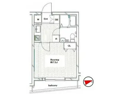 グランヴァン戸越銀座(1K/2階)の間取り写真