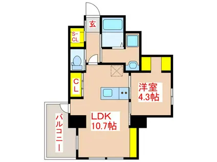 LANDMARK城西本通(1LDK/4階)の間取り写真