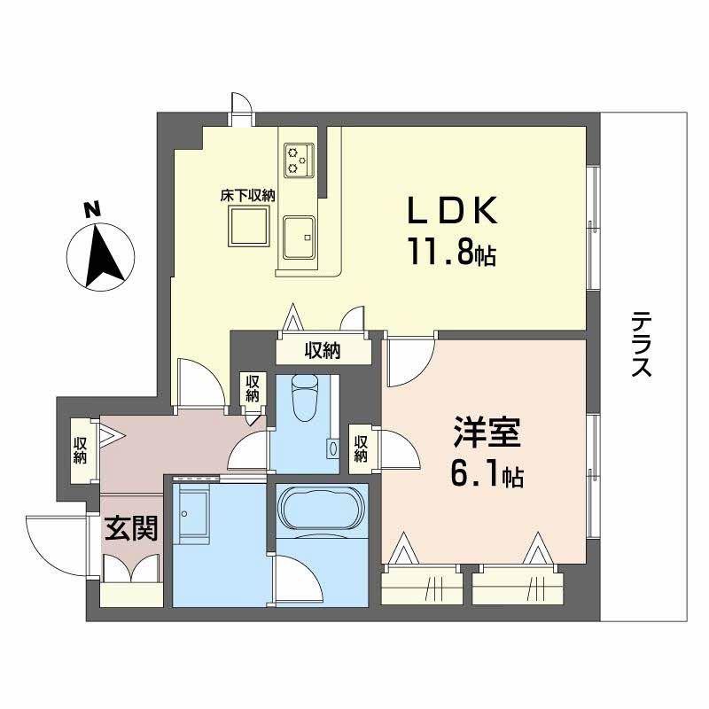 スカイ ウィング(1LDK/1階)の間取り写真