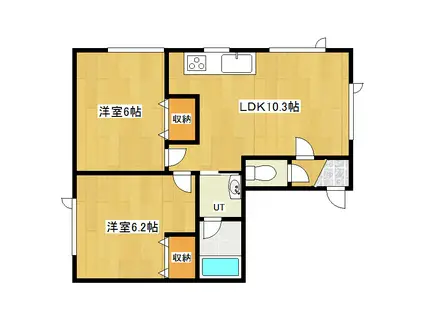 日の出ハイツ(2LDK/2階)の間取り写真