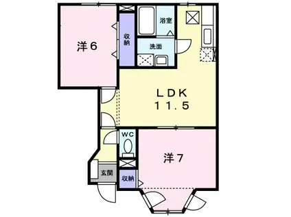 エレガンテ・M I(2LDK/1階)の間取り写真