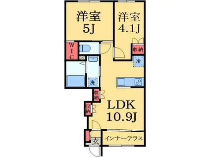 レインボーマウンテンI(2LDK/1階)の間取り写真