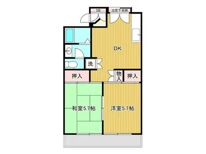 由木ハウス(2DK/3階)の間取り写真