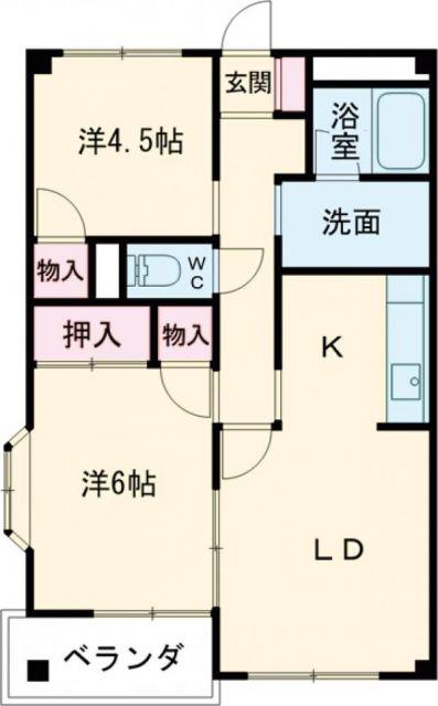 パークハイツ飯塚(2LDK/2階)の間取り写真