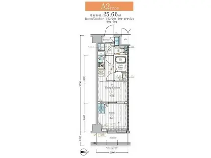MAXIV竹ノ塚(1DK/6階)の間取り写真