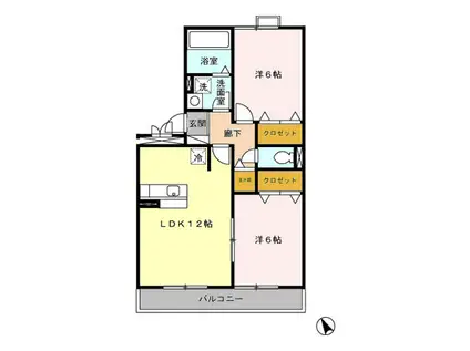 カーサベルデ(2LDK/2階)の間取り写真