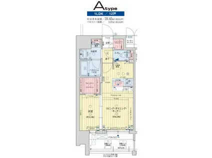レオンコンフォート九条アルバ(1LDK/2階)の間取り写真