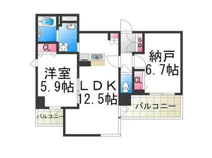 GROOVE堺東レジデンス(2LDK/9階)の間取り写真