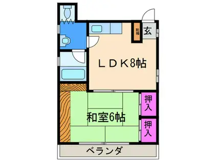 マンション綾(1LDK/3階)の間取り写真