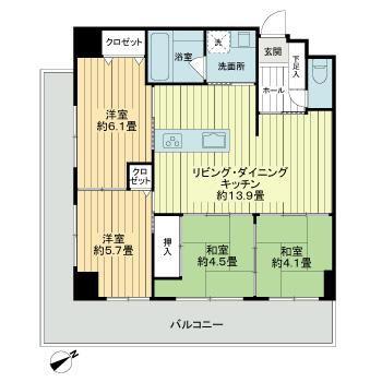 ウイングシャトー那覇リバーガーデン(4LDK/4階)の間取り写真