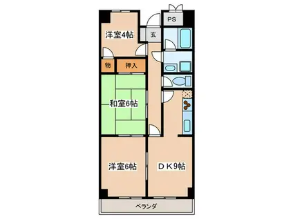 KRプラザ(3DK/2階)の間取り写真