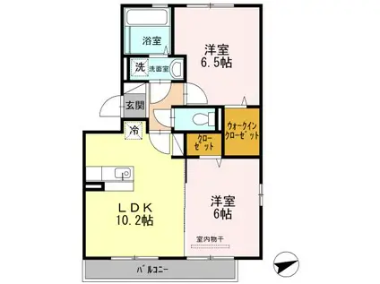 さくらそう 世安一号館(2LDK/3階)の間取り写真