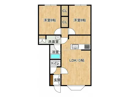 メゾンシャリテ(2LDK/1階)の間取り写真