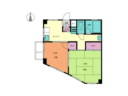 舛沢ハイツ(2DK/3階)の間取り写真