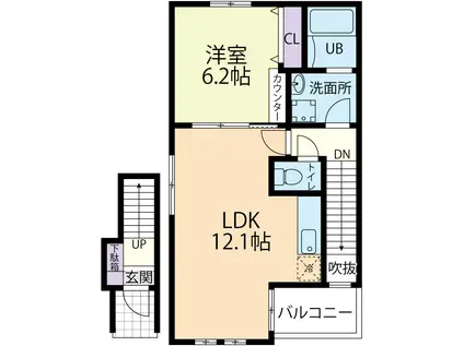 GLOOBY II (1LDK/2階)の間取り写真