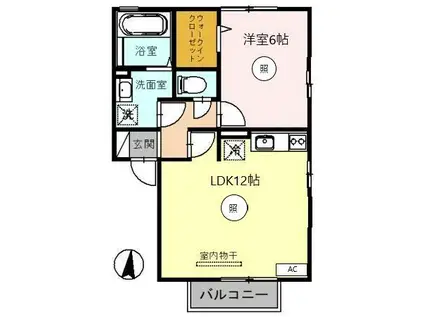プランドール・陽明(1LDK/2階)の間取り写真