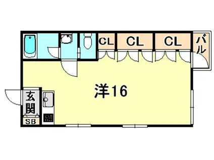須磨寺ハイツ(ワンルーム/2階)の間取り写真