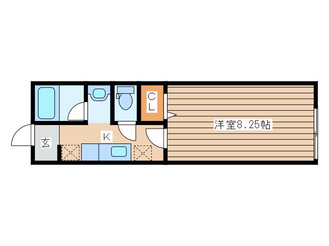 クレアフォーチュン中江(1K/2階)の間取り写真