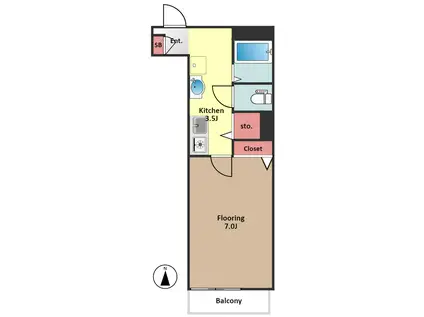 フォレスト高円寺(1K/2階)の間取り写真
