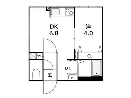 ラフィーネ発寒南III(1LDK/1階)の間取り写真