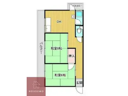 豊南町西4丁目文化(2DK/2階)の間取り写真