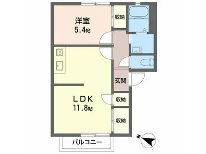 ヴィラージュときわ(1LDK/2階)の間取り写真