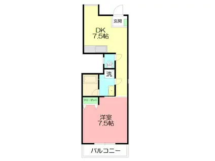 雅マンション湘南台(1DK/2階)の間取り写真