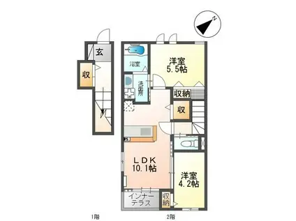 ヒルハイツ(2LDK/2階)の間取り写真
