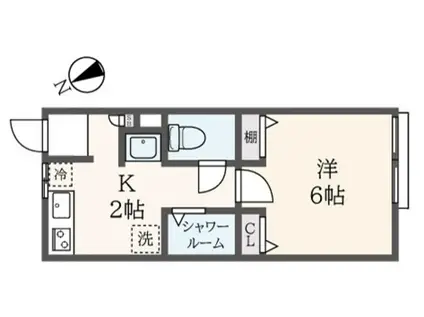 サンプラージュ横浜(1K/2階)の間取り写真